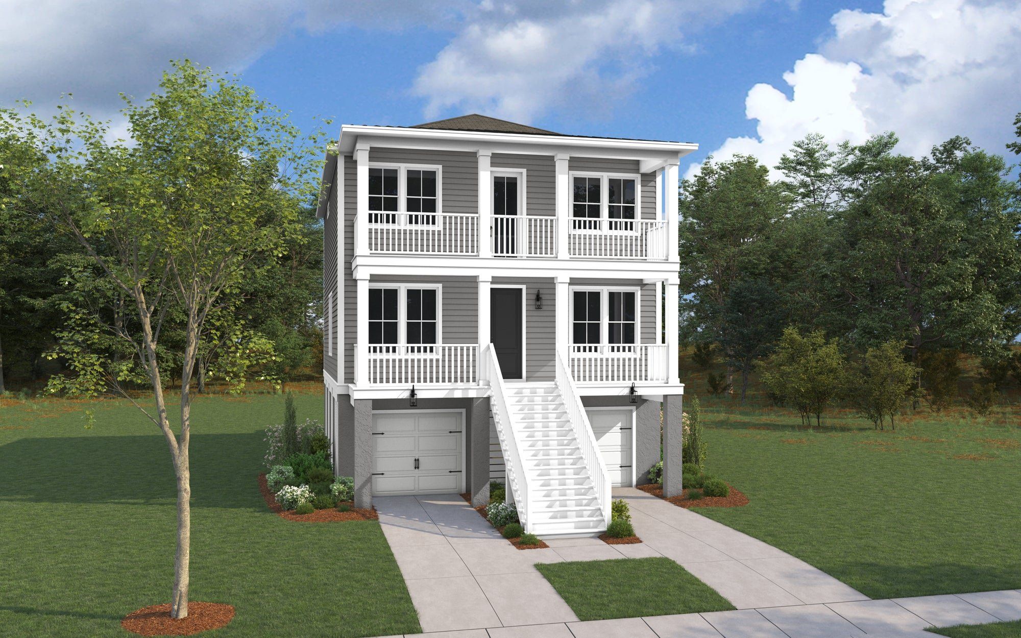 Front exterior of a new home in Waterloo Estates, Johns Island, SC, highlighting curb appeal (Image 1).