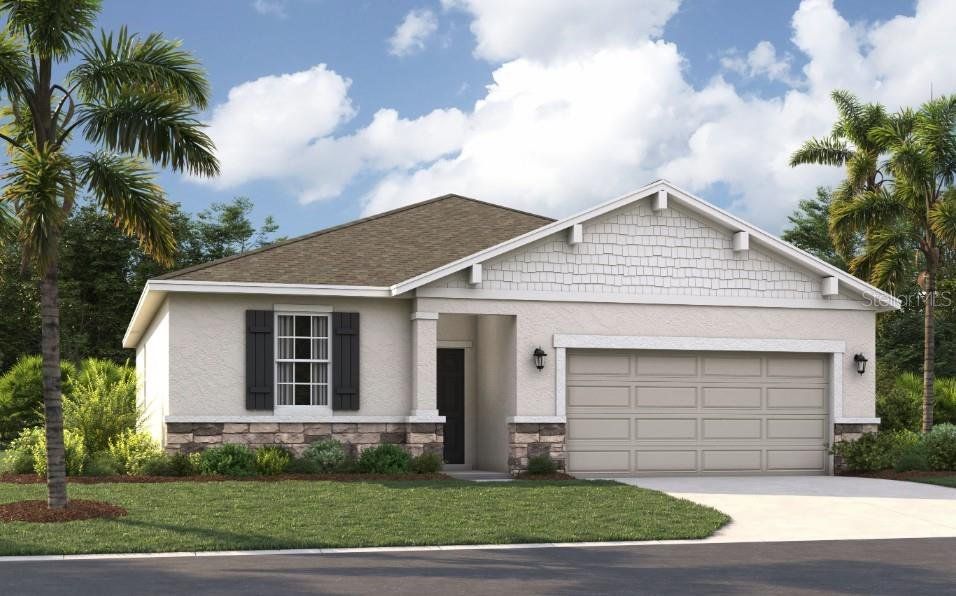 Front exterior of a new home in Wynnstone, Davenport, FL, highlighting curb appeal (Image 1). Front exterior of a new home in Wynnstone, Davenport, FL, highlighting curb appeal (Image 1).