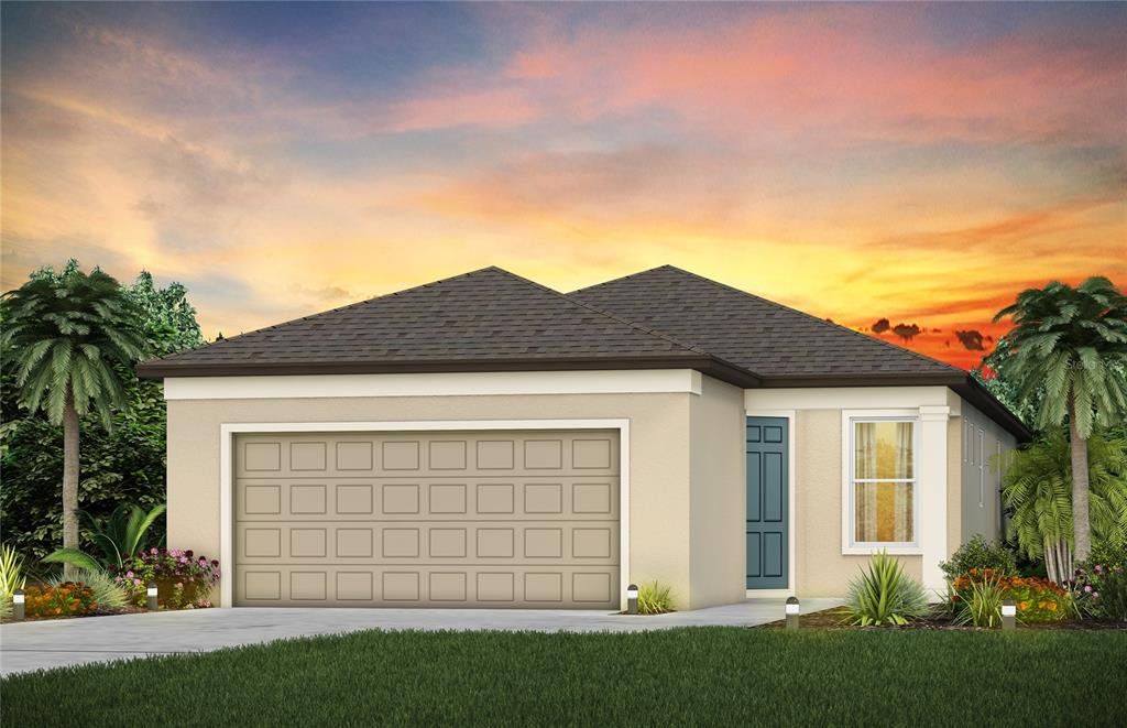 Front exterior of a new home in Del Webb Stone Creek, Ocala, FL, highlighting curb appeal (Image 1). Front exterior of a new home in Del Webb Stone Creek, Ocala, FL, highlighting curb appeal (Image 1).