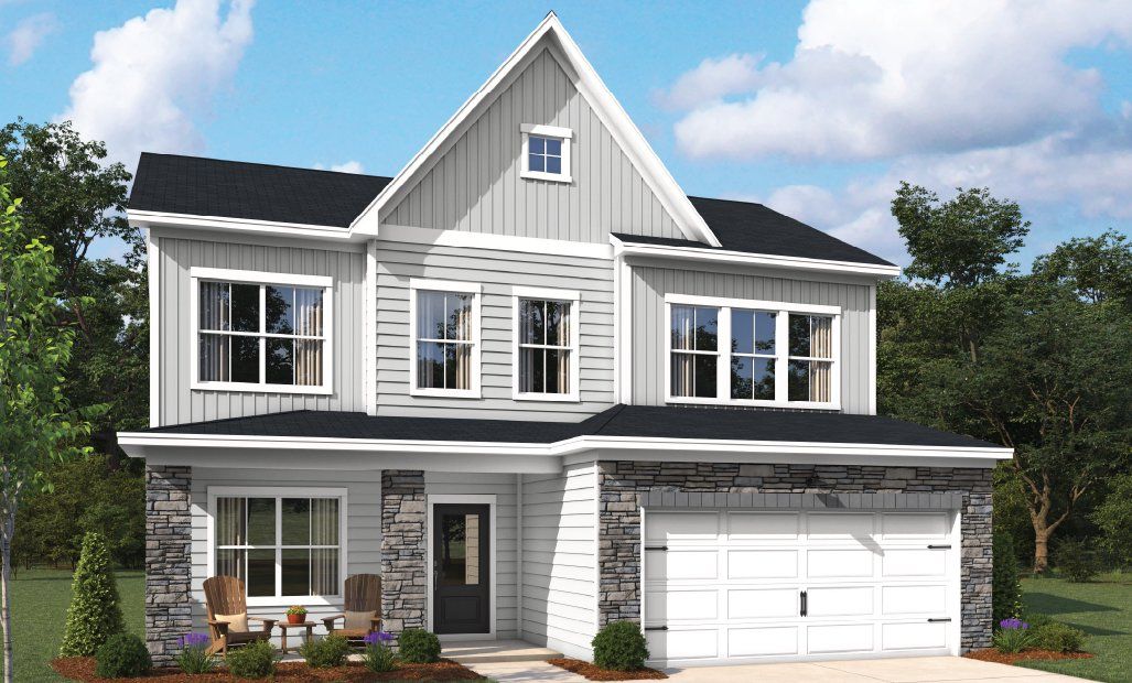 Front exterior of a new home in Crescent Mills, Wilson's Mills, NC, highlighting curb appeal (Image 1). Front exterior of a new home in Crescent Mills, Wilson's Mills, NC, highlighting curb appeal (Image 1).