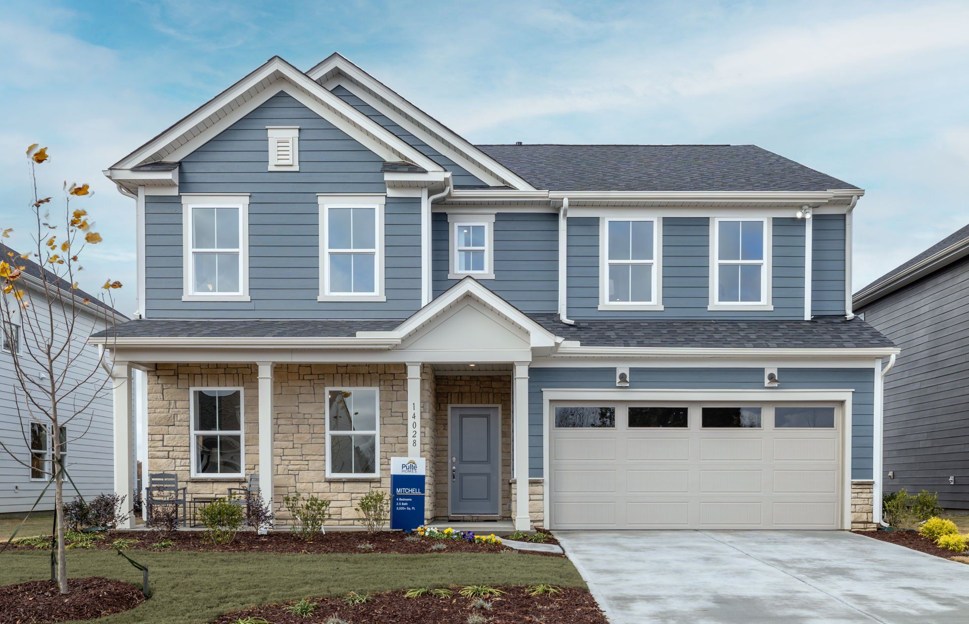 Front exterior of a new home in Parkside Crossing, Charlotte, NC, highlighting curb appeal (Image 1).