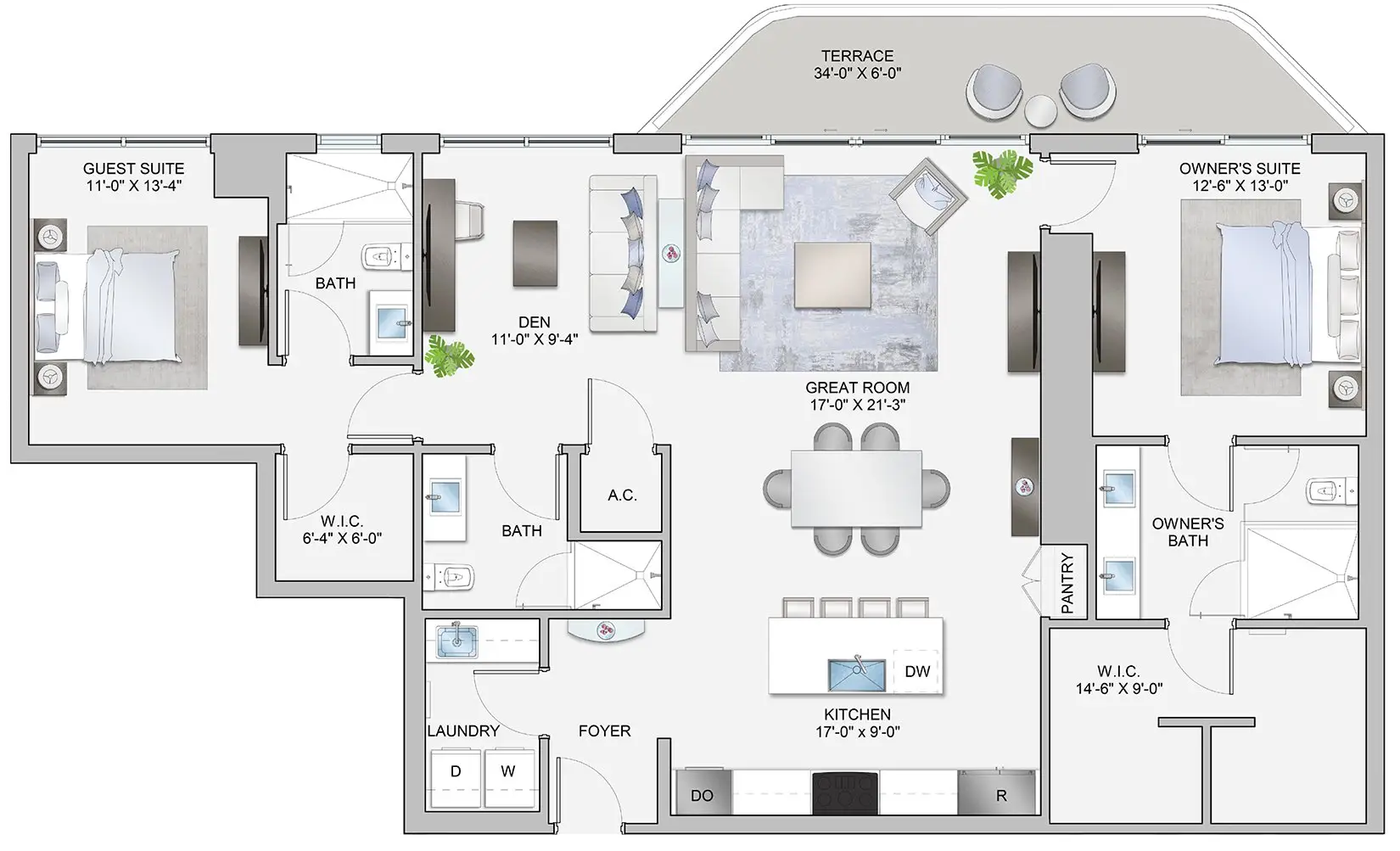 2D floor plan layout for the Residence B by Kolter Urban in ONE Tampa, Tampa, FL (Image 1). 2D floor plan layout for the Residence B by Kolter Urban in ONE Tampa, Tampa, FL (Image 1).