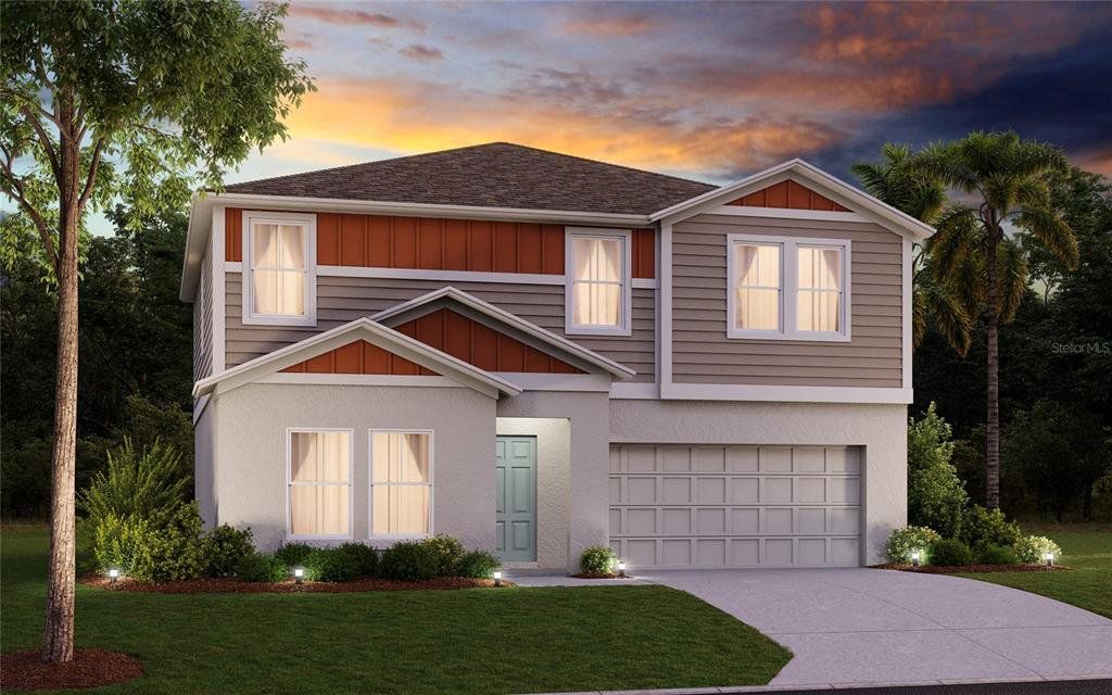 Front exterior of a new home in Crosswinds, Haines City, FL, highlighting curb appeal (Image 1). Front exterior of a new home in Crosswinds, Haines City, FL, highlighting curb appeal (Image 1).