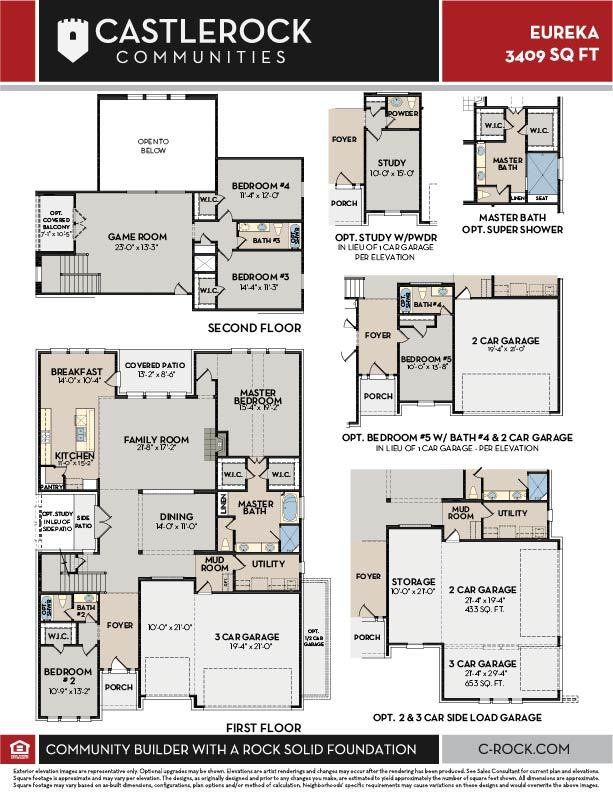 2D floor plan layout for the Eureka by CastleRock Communities in Green Meadows, Celina, TX (Image 1).