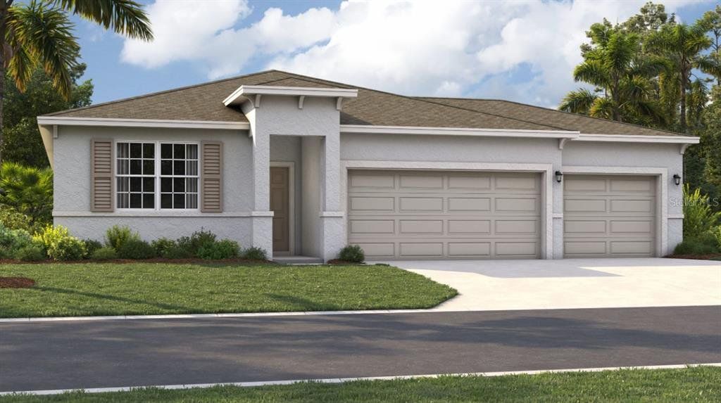 Front exterior of a new home in Country Club Estates, Palm Bay, FL, highlighting curb appeal (Image 1). Front exterior of a new home in Country Club Estates, Palm Bay, FL, highlighting curb appeal (Image 1).