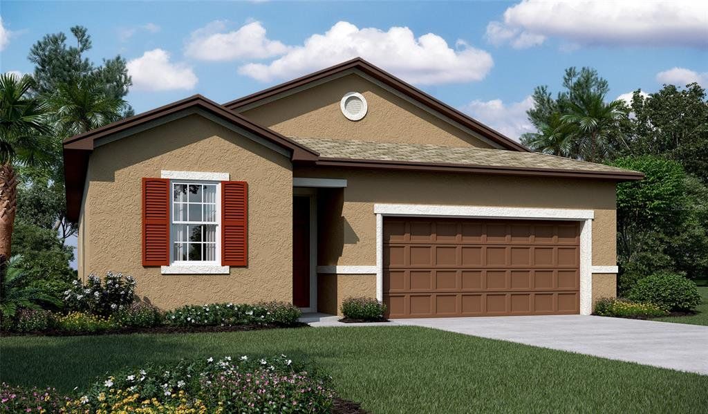 Front exterior of a new home in Seasons at Scenic Terrace, Lake Hamilton, FL, highlighting curb appeal (Image 1). Front exterior of a new home in Seasons at Scenic Terrace, Lake Hamilton, FL, highlighting curb appeal (Image 1).