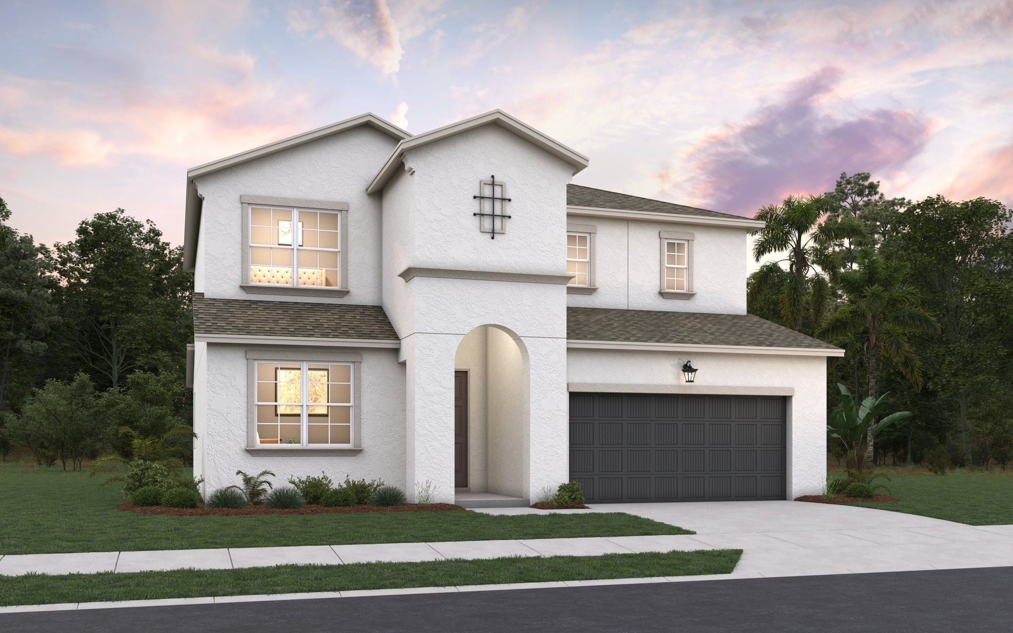 Front exterior of a new home in Creekside Run at Babcock Ranch, Punta Gorda, FL, highlighting curb appeal (Image 1).