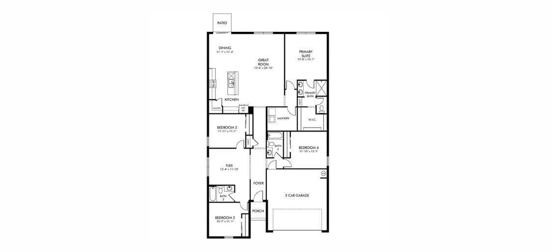 2D floor plan layout of this home in The Grove at Stuart Crossing - Classic Series, Bartow, FL (Image 1). 2D floor plan layout of this home in The Grove at Stuart Crossing - Classic Series, Bartow, FL (Image 1).