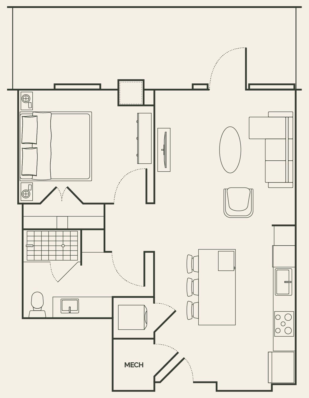 2D floor plan layout for the Vesper A5 by Pearlstone Partners in Vesper, Austin, TX (Image 1). 2D floor plan layout for the Vesper A5 by Pearlstone Partners in Vesper, Austin, TX (Image 1).