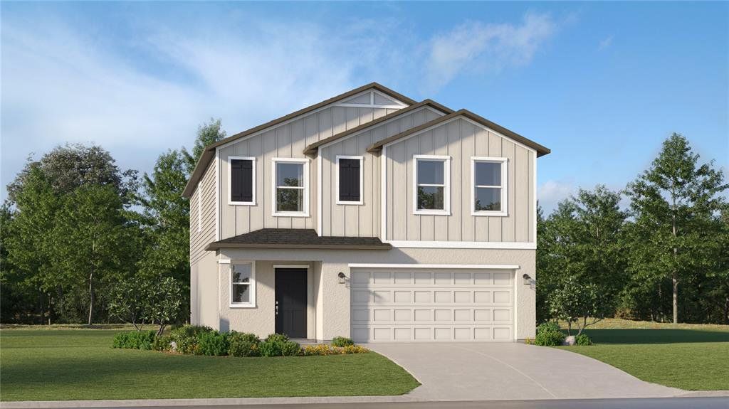 Front exterior of a new home in Villa Mar, Winter Haven, FL, highlighting curb appeal (Image 1). Front exterior of a new home in Villa Mar, Winter Haven, FL, highlighting curb appeal (Image 1).