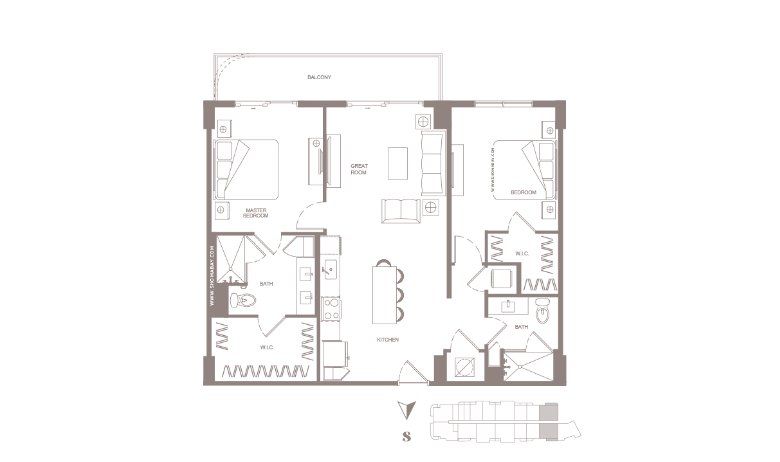 2D floor plan layout for the B1A by Shoma Group in Shoma Bay, North Bay Village, FL (Image 1).