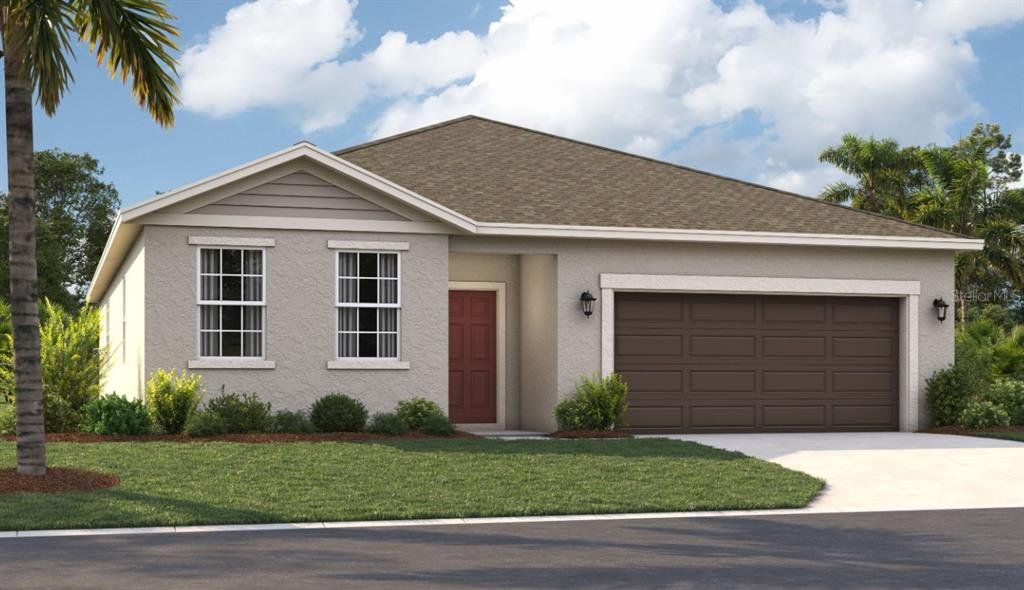 Front exterior of a new home in Silver Lake Pointe, Leesburg, FL, highlighting curb appeal (Image 1). Front exterior of a new home in Silver Lake Pointe, Leesburg, FL, highlighting curb appeal (Image 1).