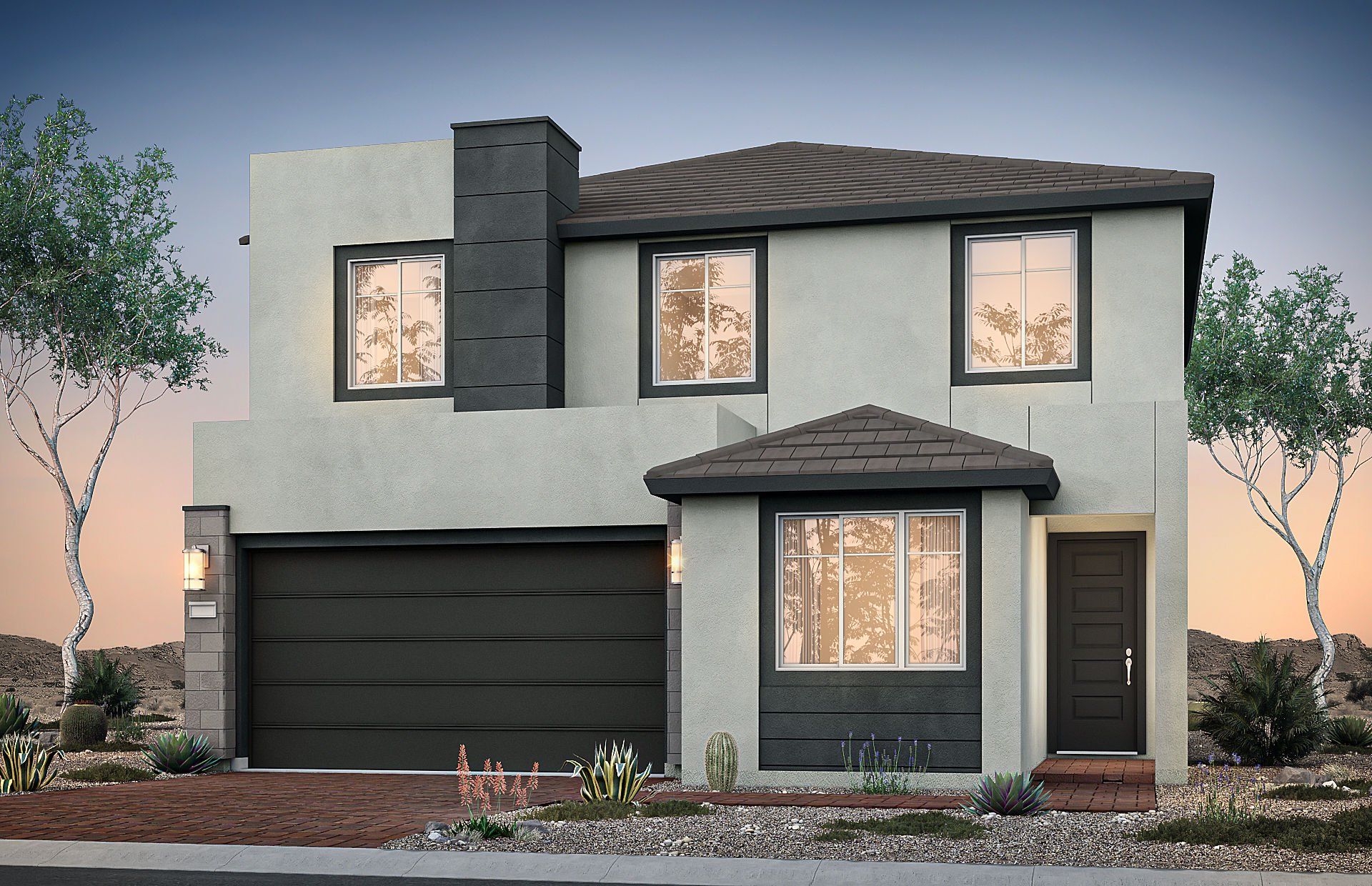 Front exterior of a new home in Upper Canyon, Phoenix, AZ, highlighting curb appeal (Image 1). Front exterior of a new home in Upper Canyon, Phoenix, AZ, highlighting curb appeal (Image 1).