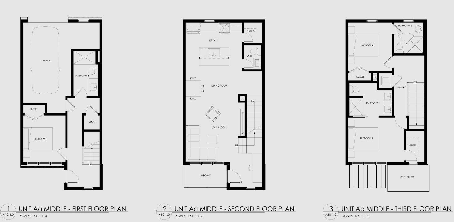 2D floor plan layout for the Unit A-a by Cityscape Housing in Towns at Scholars Landing, Atlanta, GA (Image 1).