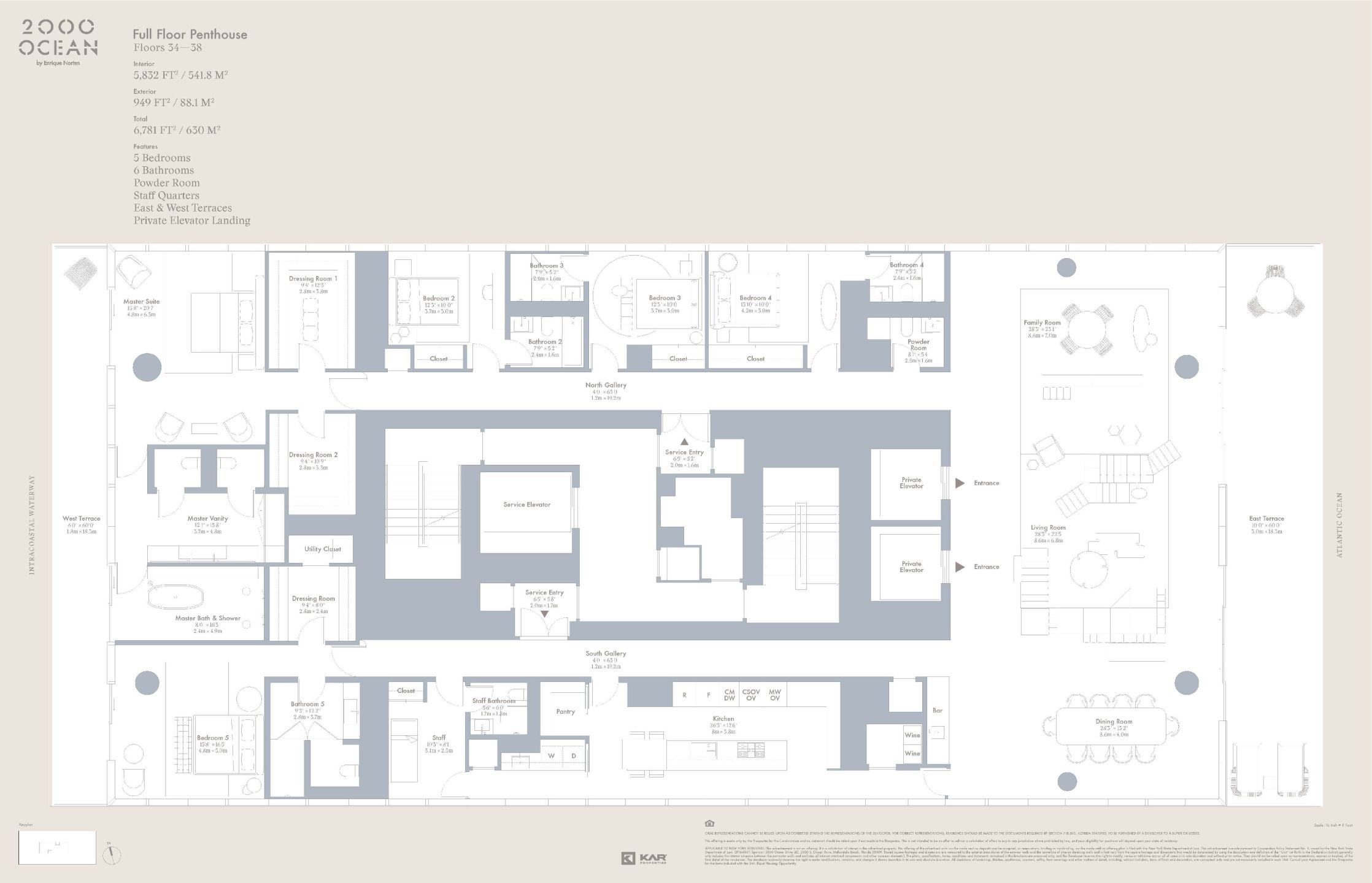 2D floor plan layout for the Full Floor Penthouses by KAR Properties in 2000 Ocean, Hallandale Beach, FL (Image 1). 2D floor plan layout for the Full Floor Penthouses by KAR Properties in 2000 Ocean, Hallandale Beach, FL (Image 1).