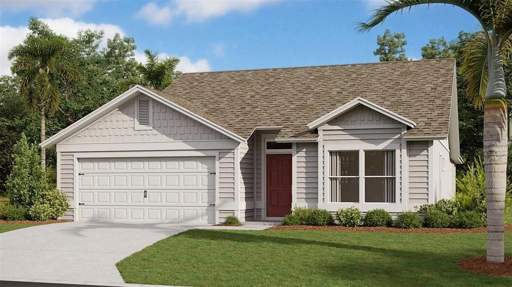Front exterior of a new home in Sawmill Branch Express, Palm Coast, FL, highlighting curb appeal (Image 1). Front exterior of a new home in Sawmill Branch Express, Palm Coast, FL, highlighting curb appeal (Image 1).