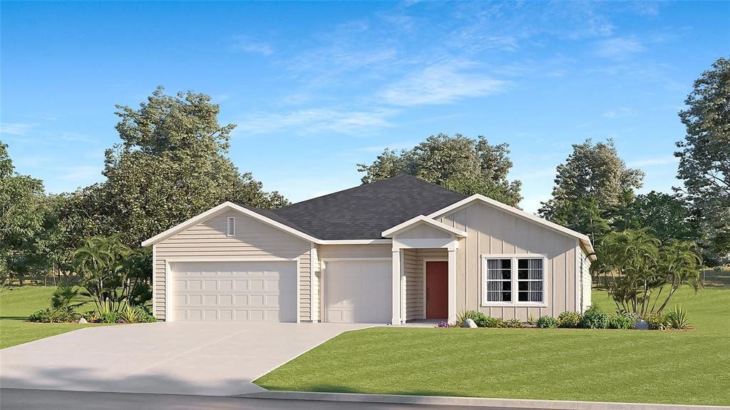 Front exterior of a new home in Pioneer Ranch: Pioneer Ranch 60's, Ocala, FL, highlighting curb appeal (Image 1).