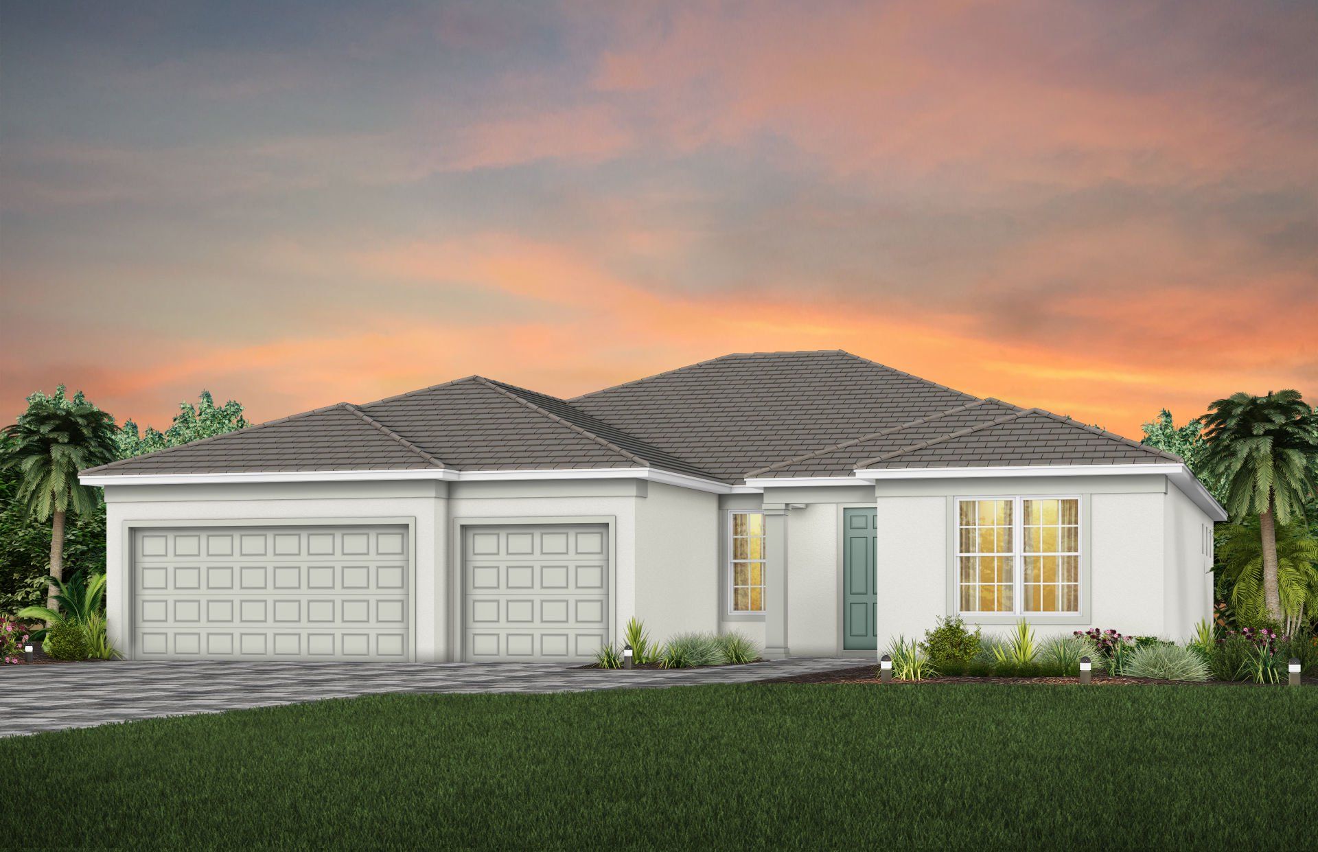 Front exterior of a new home in Costa Pointe, Vero Beach, FL, highlighting curb appeal (Image 1). Front exterior of a new home in Costa Pointe, Vero Beach, FL, highlighting curb appeal (Image 1).