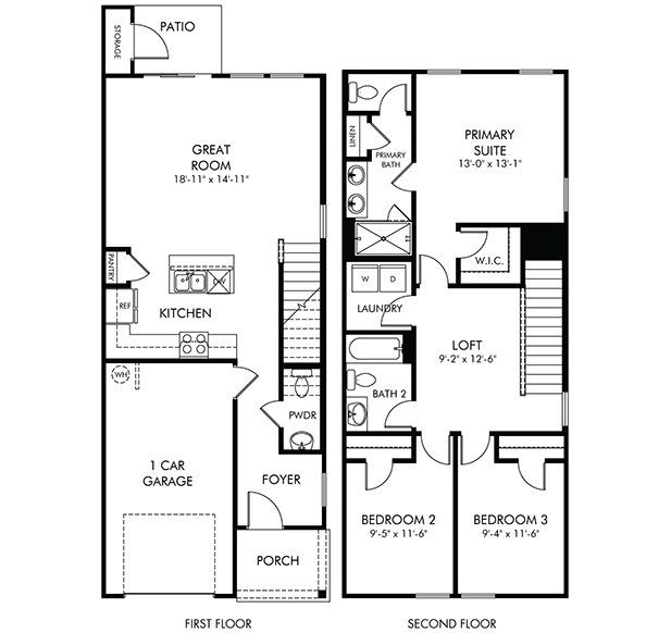 2D floor plan layout of this home in Avalon Townes, Lyman, SC (Image 1). 2D floor plan layout of this home in Avalon Townes, Lyman, SC (Image 1).