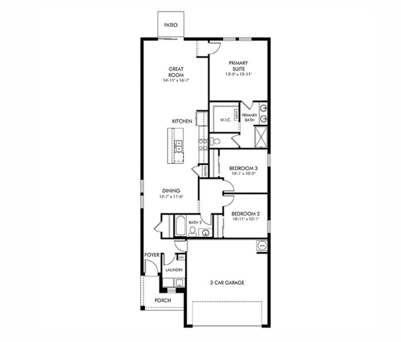 2D floor plan layout of this home in Two Rivers - Premier Series, Zephyrhills, FL (Image 1).