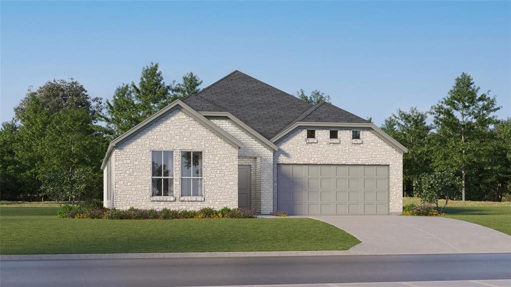 Front exterior of a new home in Reatta Ridge: Classic 3 Car Collection, Justin, TX, highlighting curb appeal (Image 1).