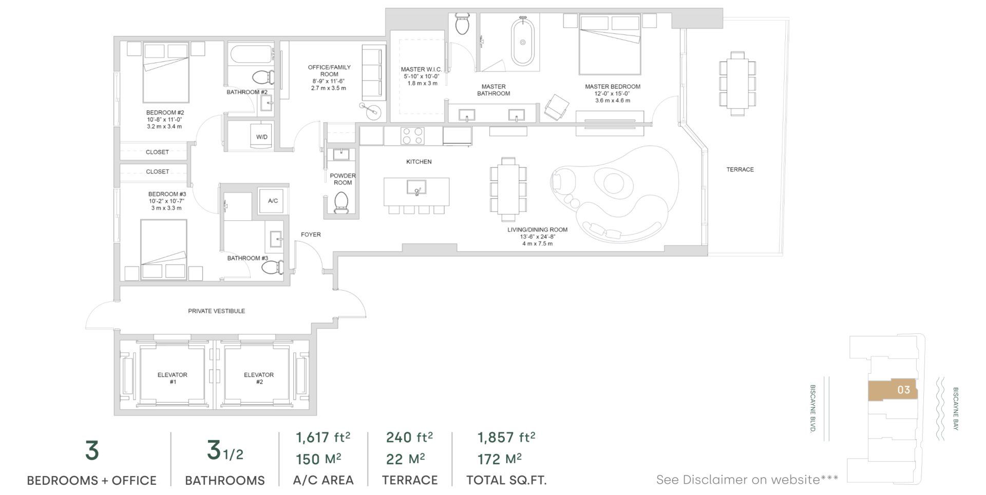 2D floor plan layout for the Line 03 - North Tower (Level 03 to 26) by The Melo Group in Aria Reserve, Miami, FL (Image 1). 2D floor plan layout for the Line 03 - North Tower (Level 03 to 26) by The Melo Group in Aria Reserve, Miami, FL (Image 1).