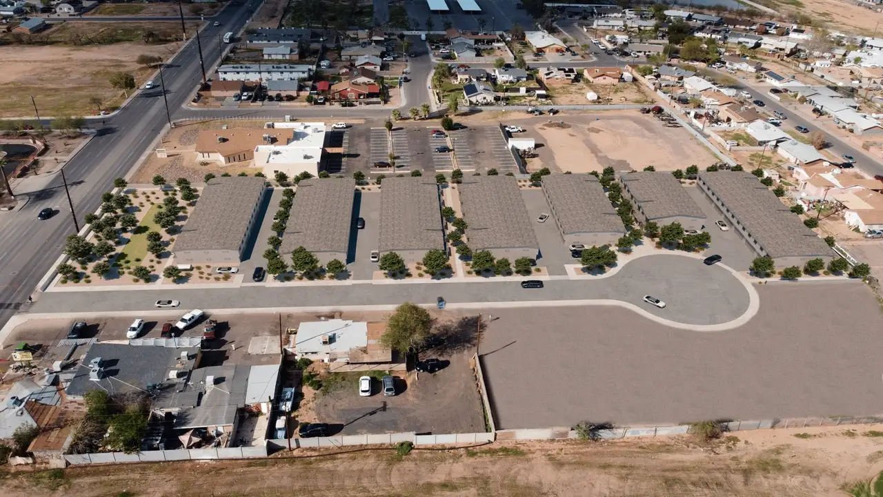 Aerial view of the South Mountain Shadows community in Phoenix, AZ, showing layout and nearby surroundings (Image 2).
