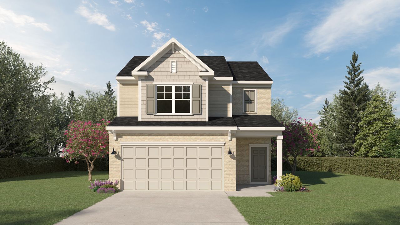 Front exterior of a home in the Sawmill Creek community, located in Austell, GA (Image 2).