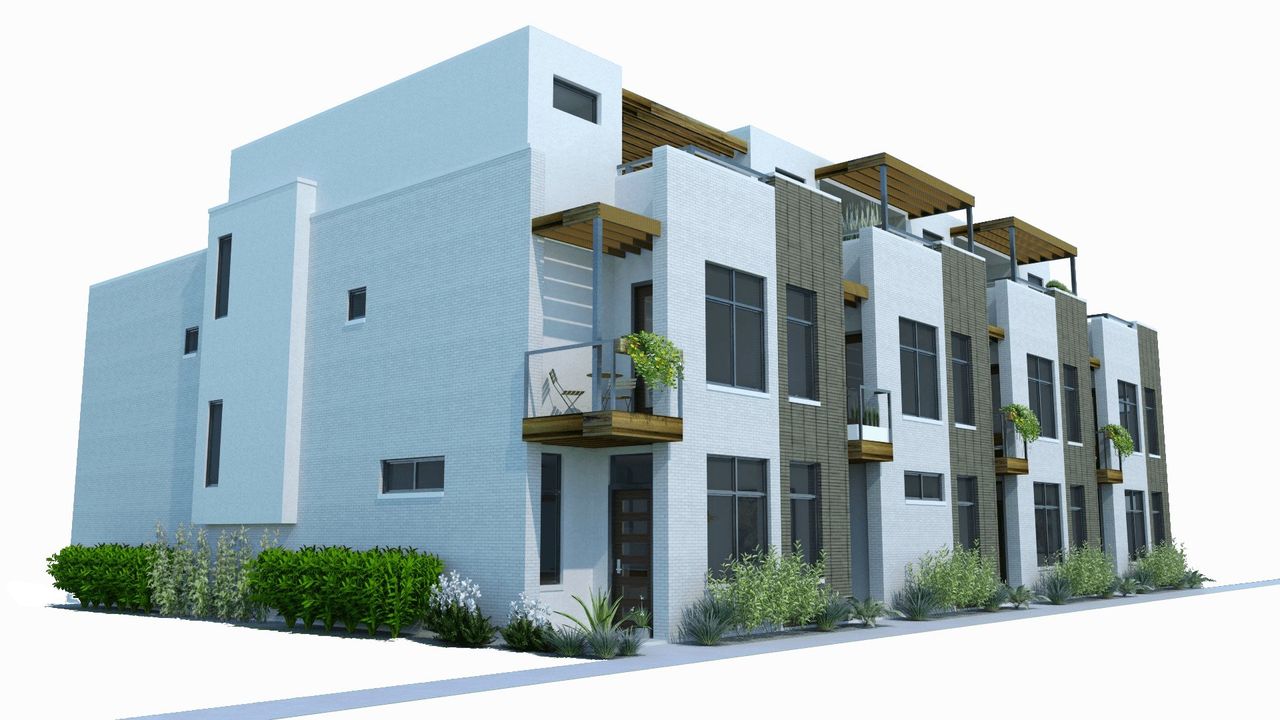 Front exterior of a home in the The Crossings at Greenville community, located in Richardson, TX (Image 2).