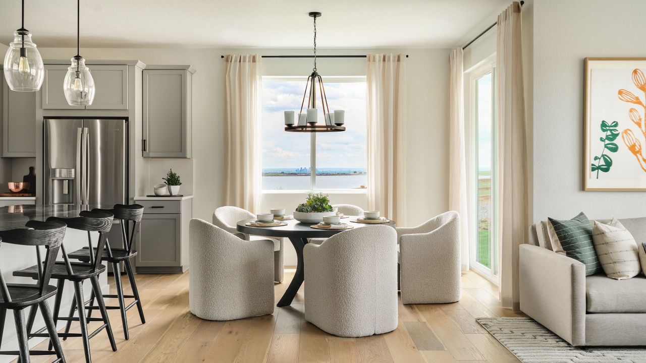Furnished interior in a model home at Trailstone City in Arvada (Image 2).