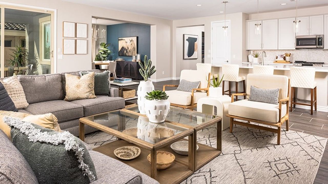 Furnished interior in a model home at Tierra Montana Fiesta Collection in Phoenix (Image 2). Furnished interior in a model home at Tierra Montana Fiesta Collection in Phoenix (Image 2).