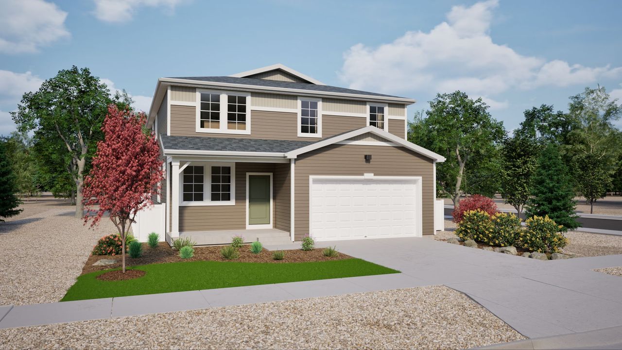 Front exterior of a home in the Brio Collection at Bradley Heights community, located in Colorado Springs, CO (Image 2).