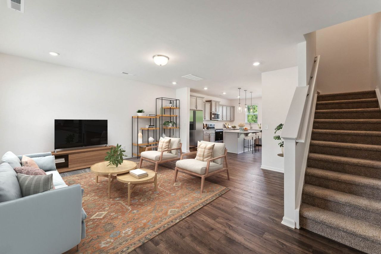 Furnished interior in a model home at Hoover Townhomes in Charlotte (Image 2).