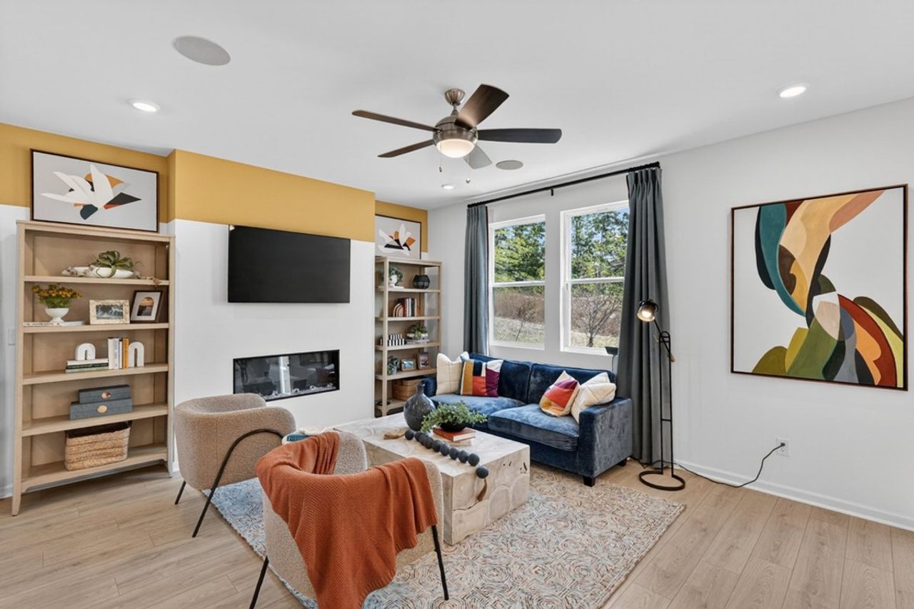 Furnished interior in a model home at Weatherfield Townhomes in Buford (Image 2). Furnished interior in a model home at Weatherfield Townhomes in Buford (Image 2).