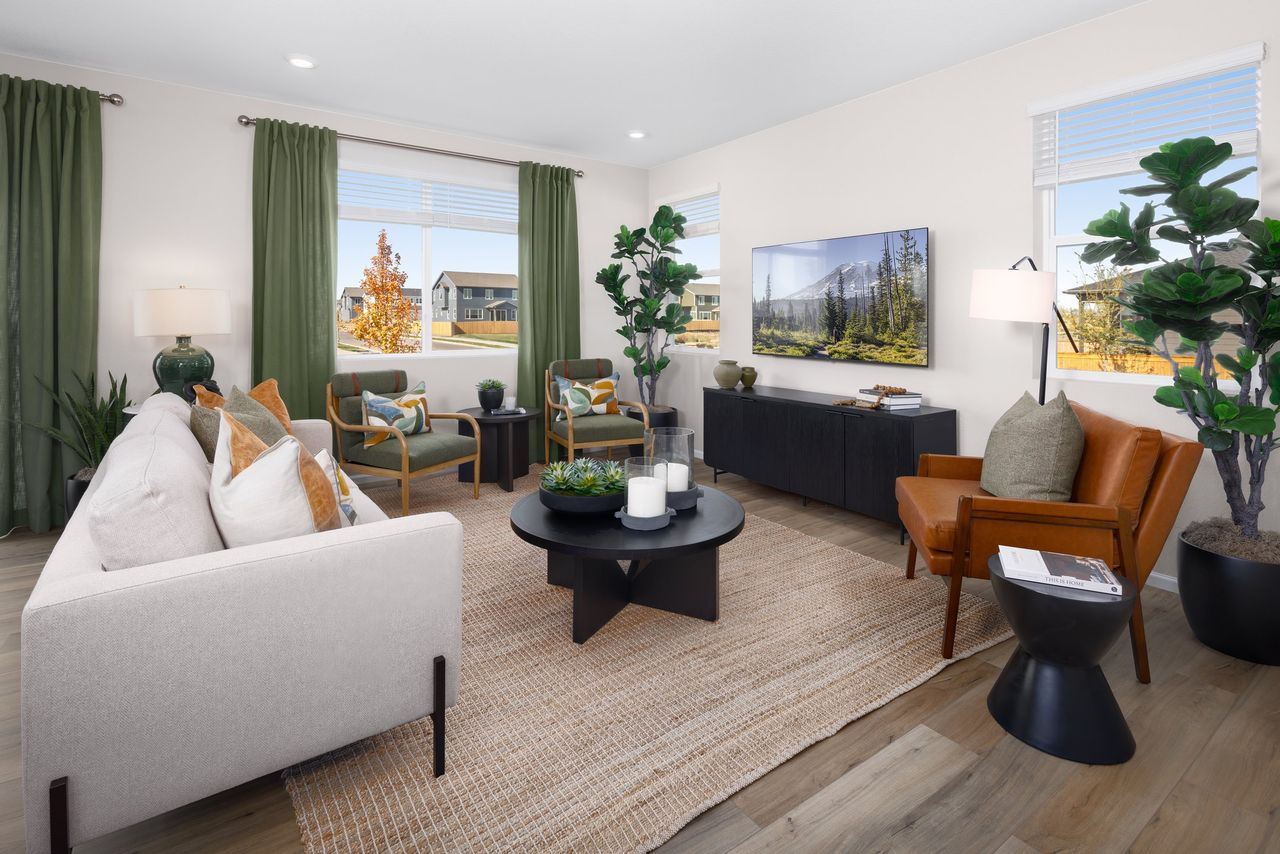 Furnished interior in a model home at The Cottages Collection at Mead Crossing in Mead (Image 2). Furnished interior in a model home at The Cottages Collection at Mead Crossing in Mead (Image 2).