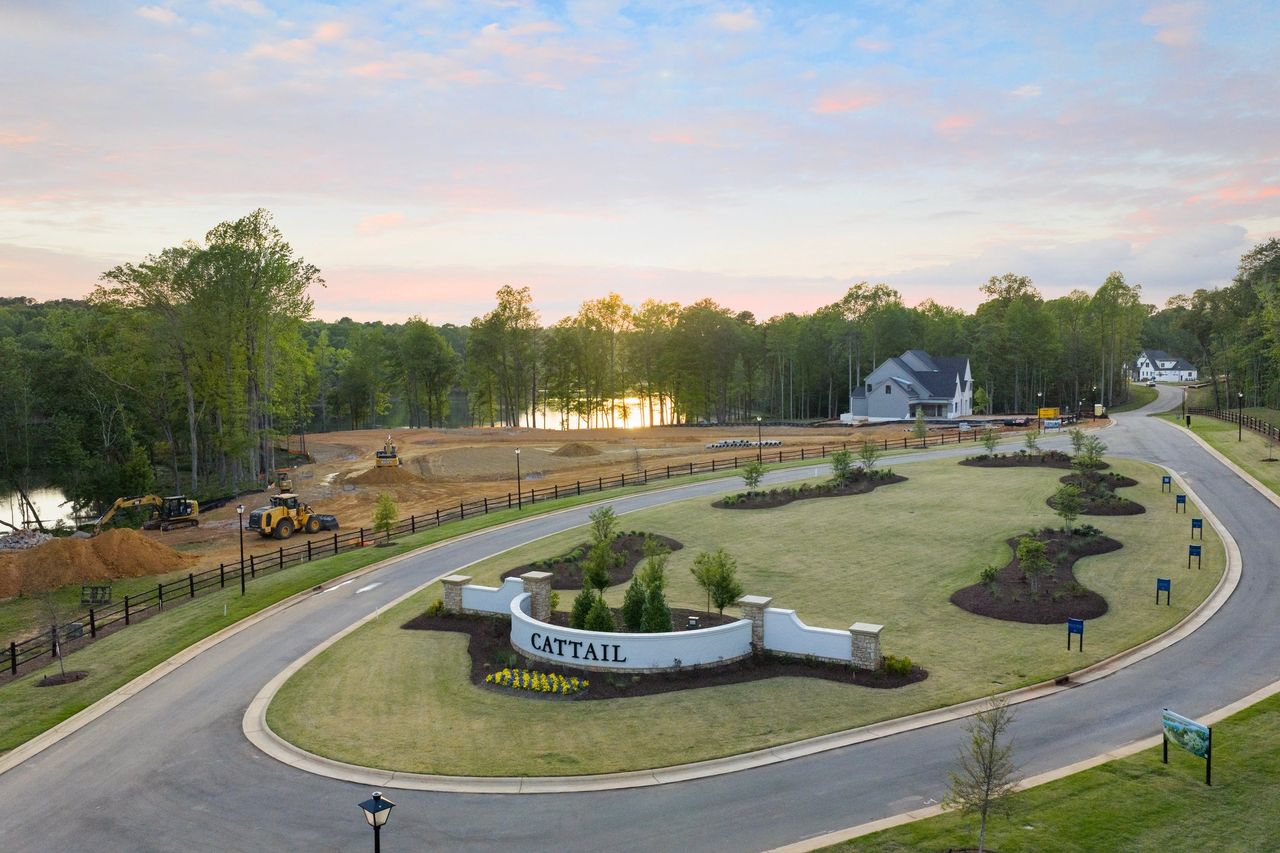 Entrance to the Cattail community in Clayton, NC, featuring signage and landscaping (Image 2).