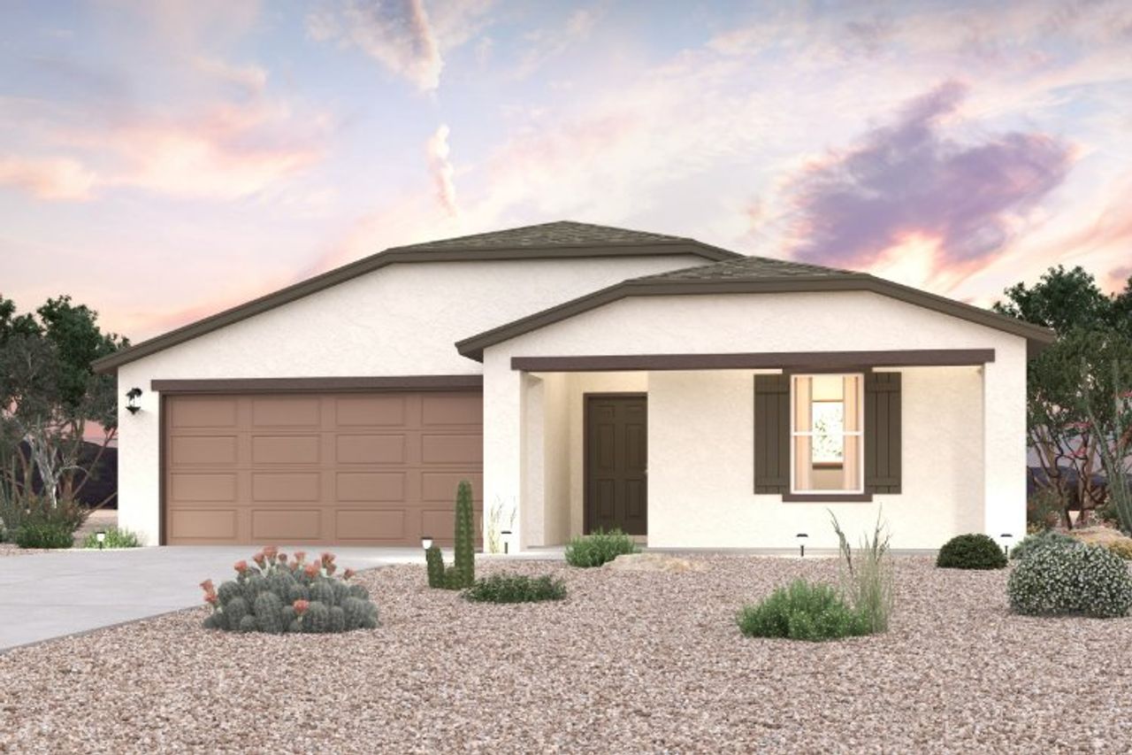 A house with a garage.