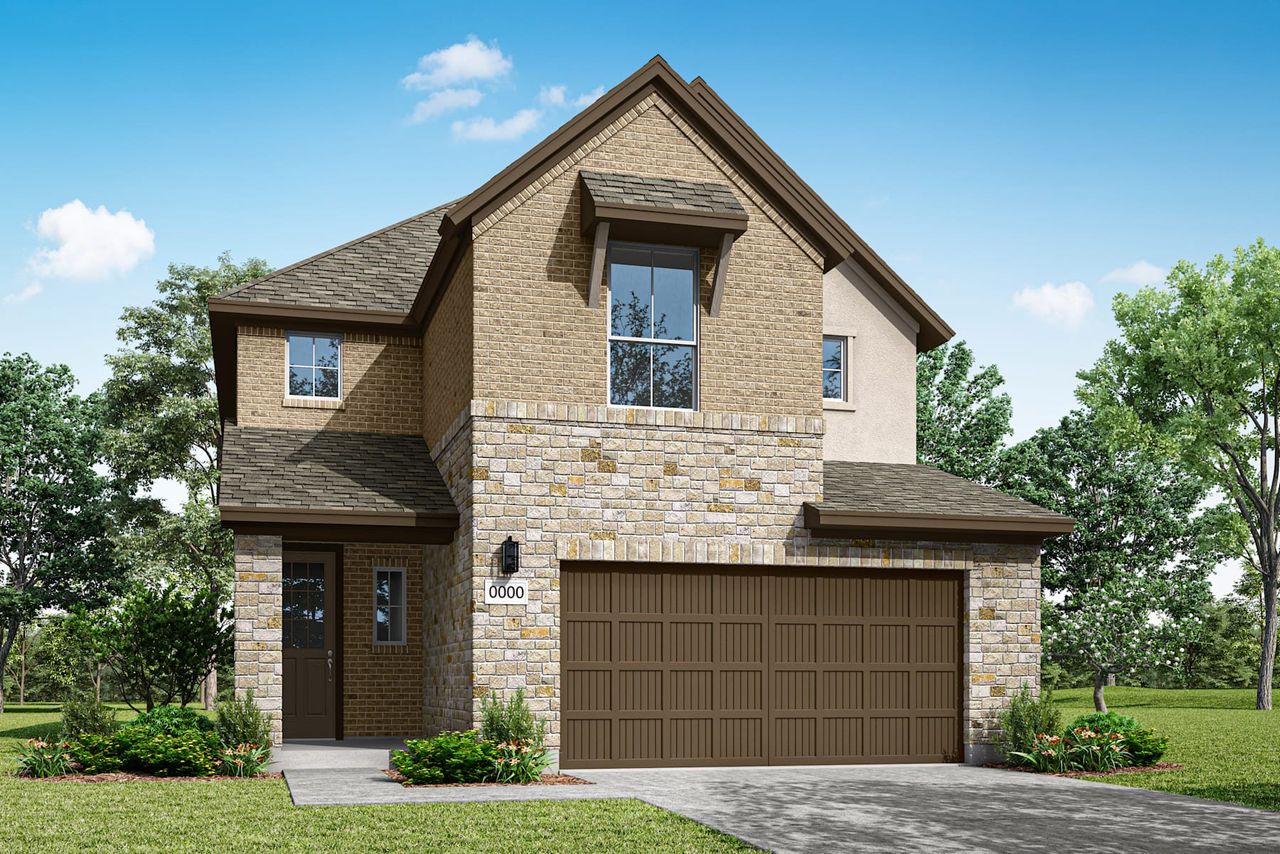 Front exterior of a home in the Flora community, located in Hutto, TX (Image 2).