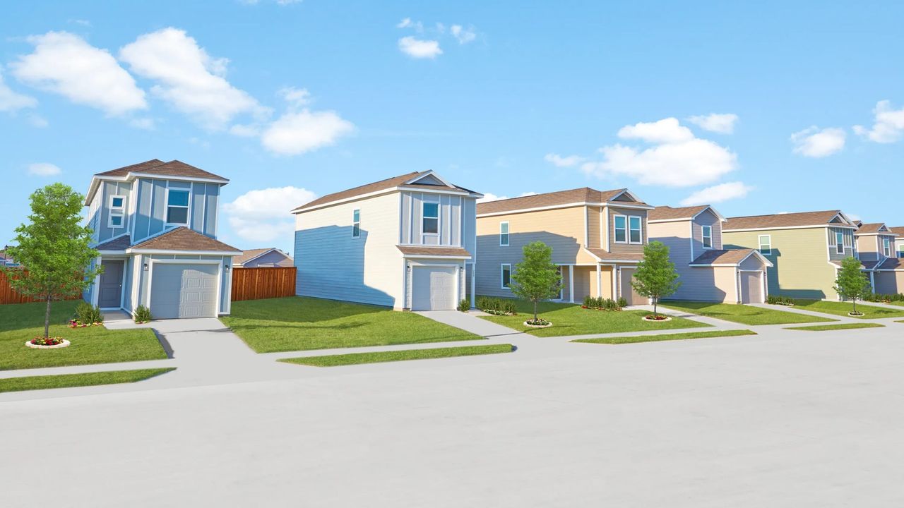 Streetscape of neighborhood homes