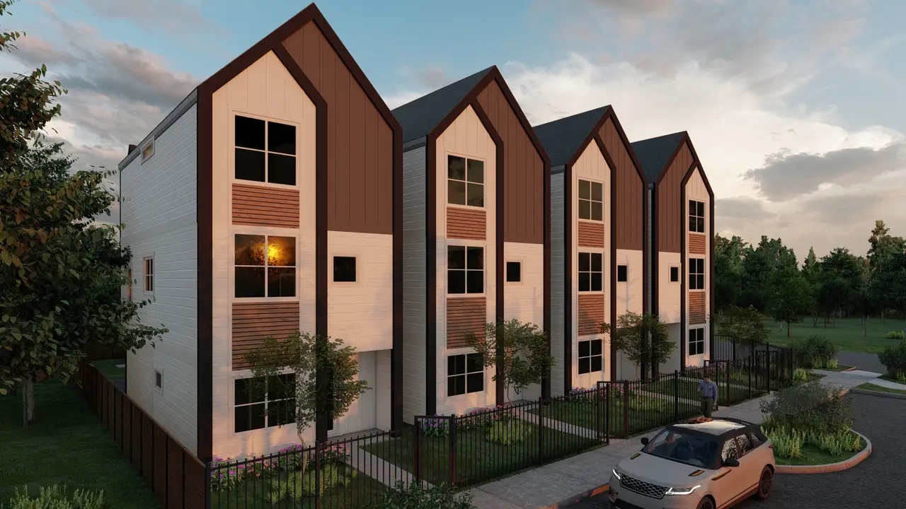Front exterior of a home in the Live Oak Modern Farmhouses community, located in Houston, TX (Image 2).