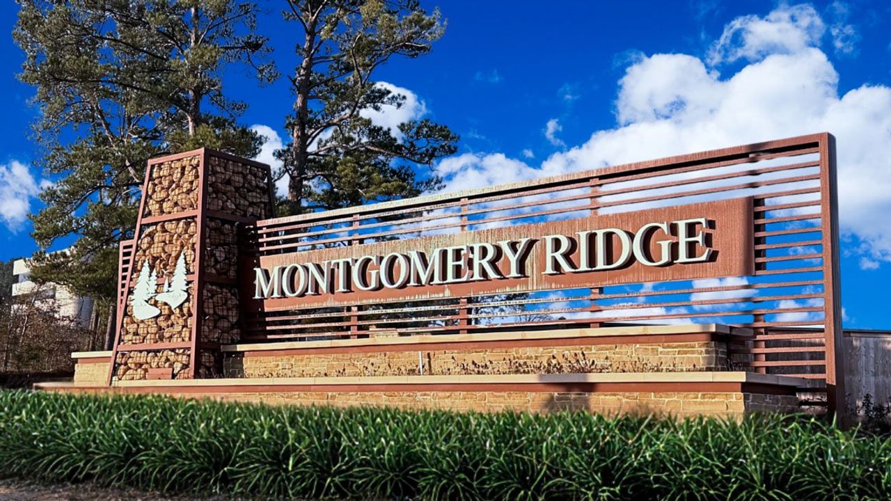 Entrance to the Montgomery Ridge community in Montgomery, TX, featuring signage and landscaping (Image 2).