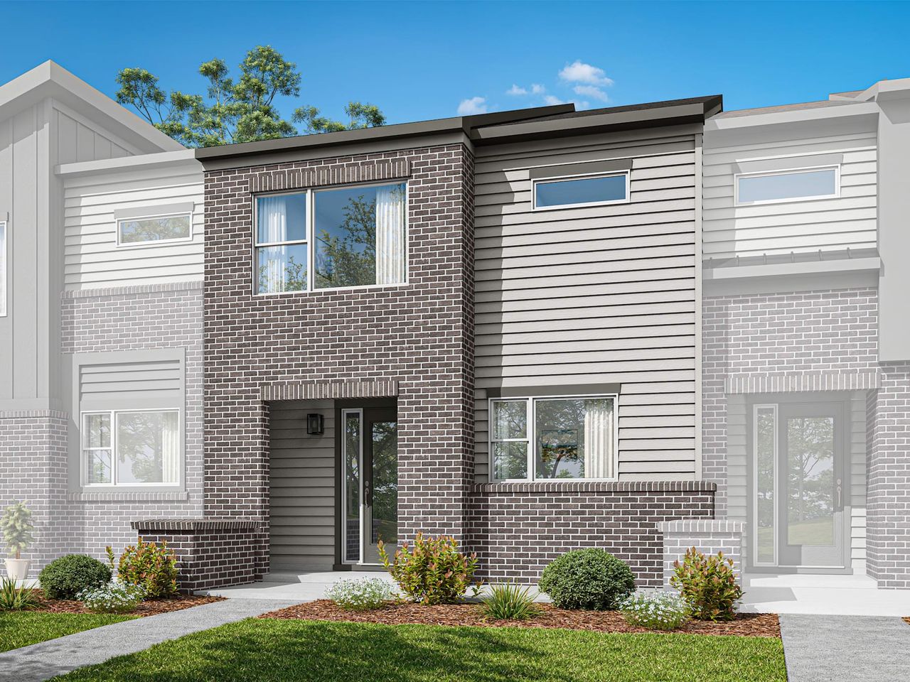 Front exterior of a home in the The Townes at NoVi community, located in Pittsboro, NC (Image 2).