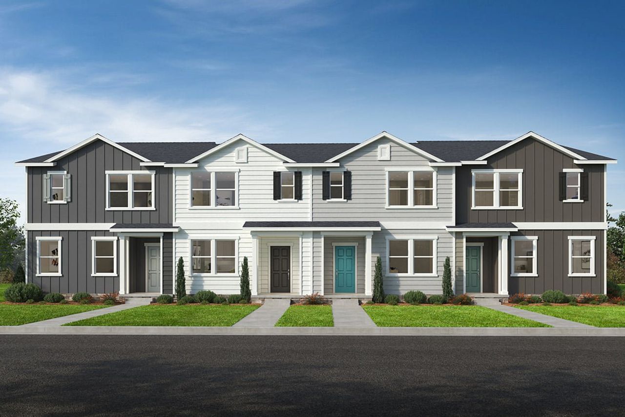 Front exterior of a home in the Gatsby Station Townhomes community, located in Raleigh, NC (Image 2).