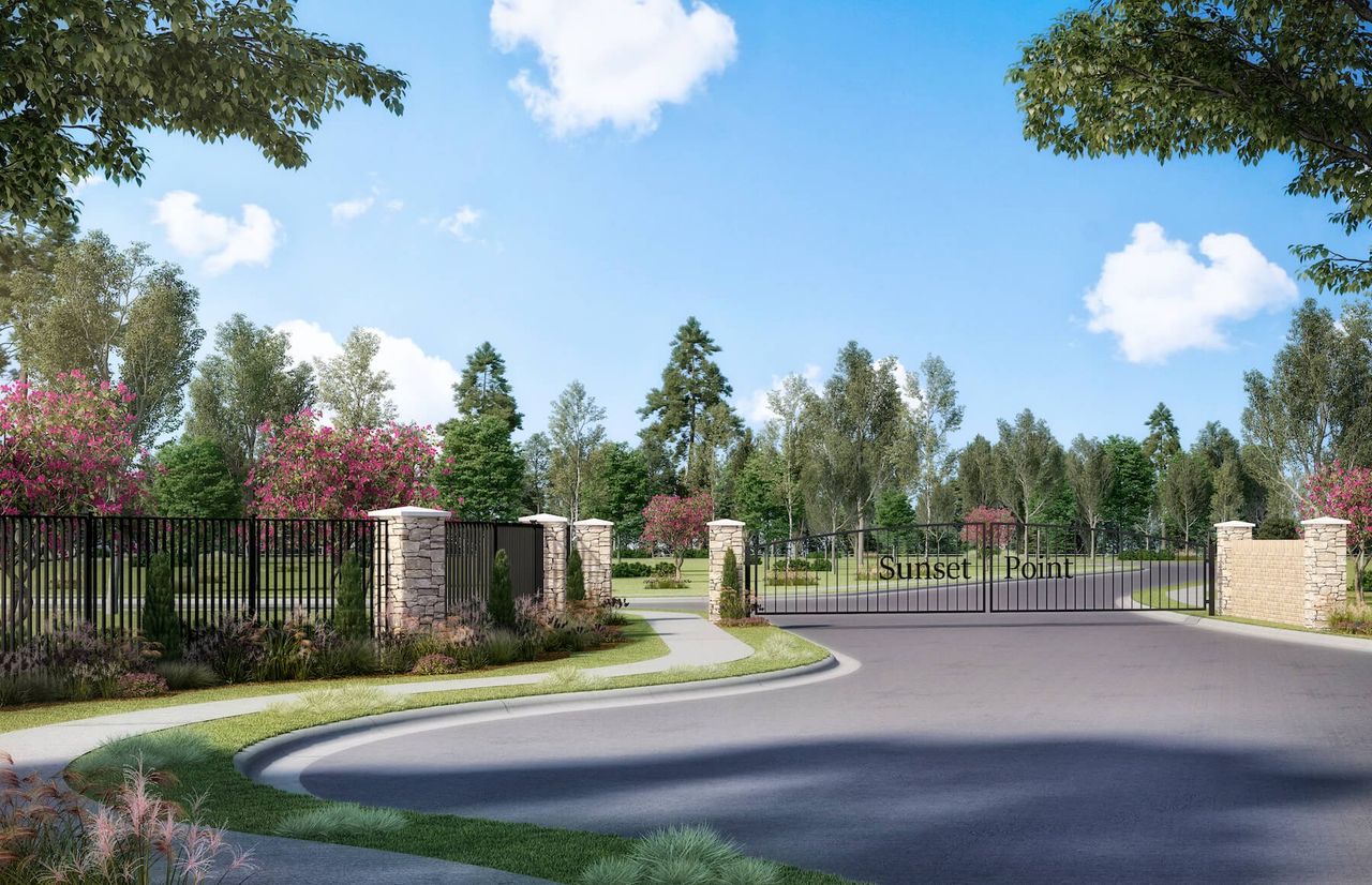 Entrance to the Sunset Point at Twin Coves community in Flower Mound, TX, featuring signage and landscaping (Image 2). Entrance to the Sunset Point at Twin Coves community in Flower Mound, TX, featuring signage and landscaping (Image 2).