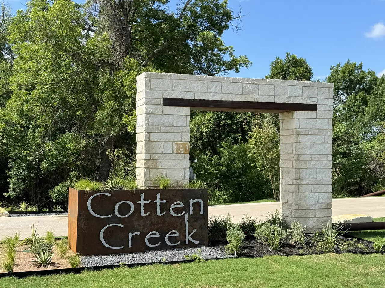 Entrance to the Cotten Creek community in Azle, TX, featuring signage and landscaping (Image 2). Entrance to the Cotten Creek community in Azle, TX, featuring signage and landscaping (Image 2).