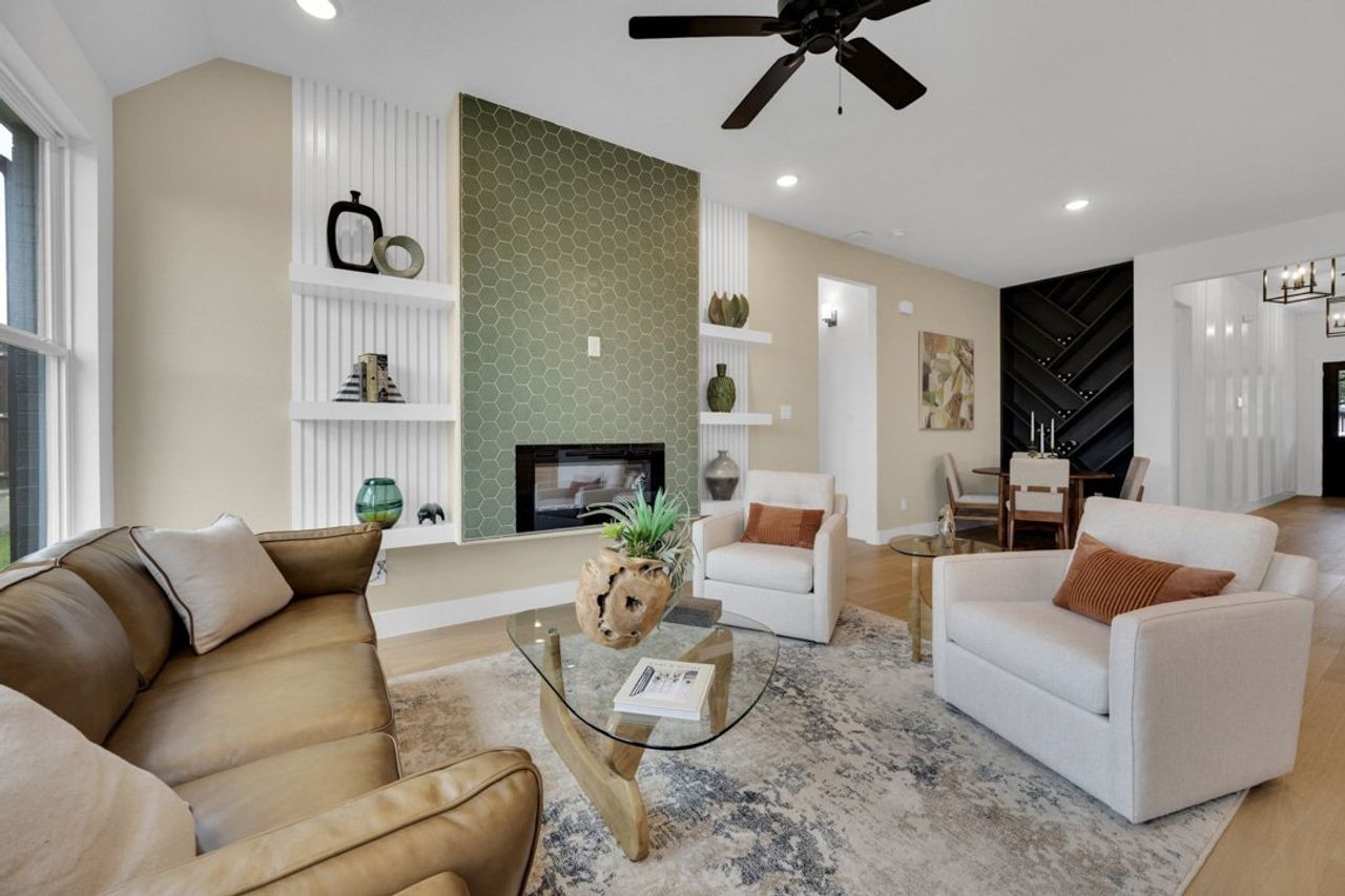 Furnished interior in a model home at Hadley Farms in Godley (Image 2).