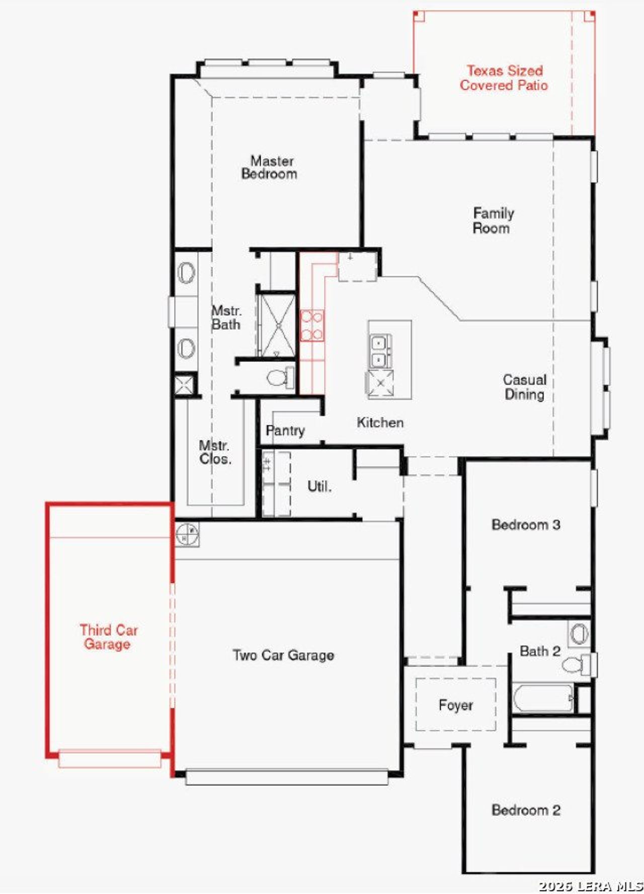 2D floor plan layout of this home in Sunflower Ridge, New Braunfels, TX (Image 2).
