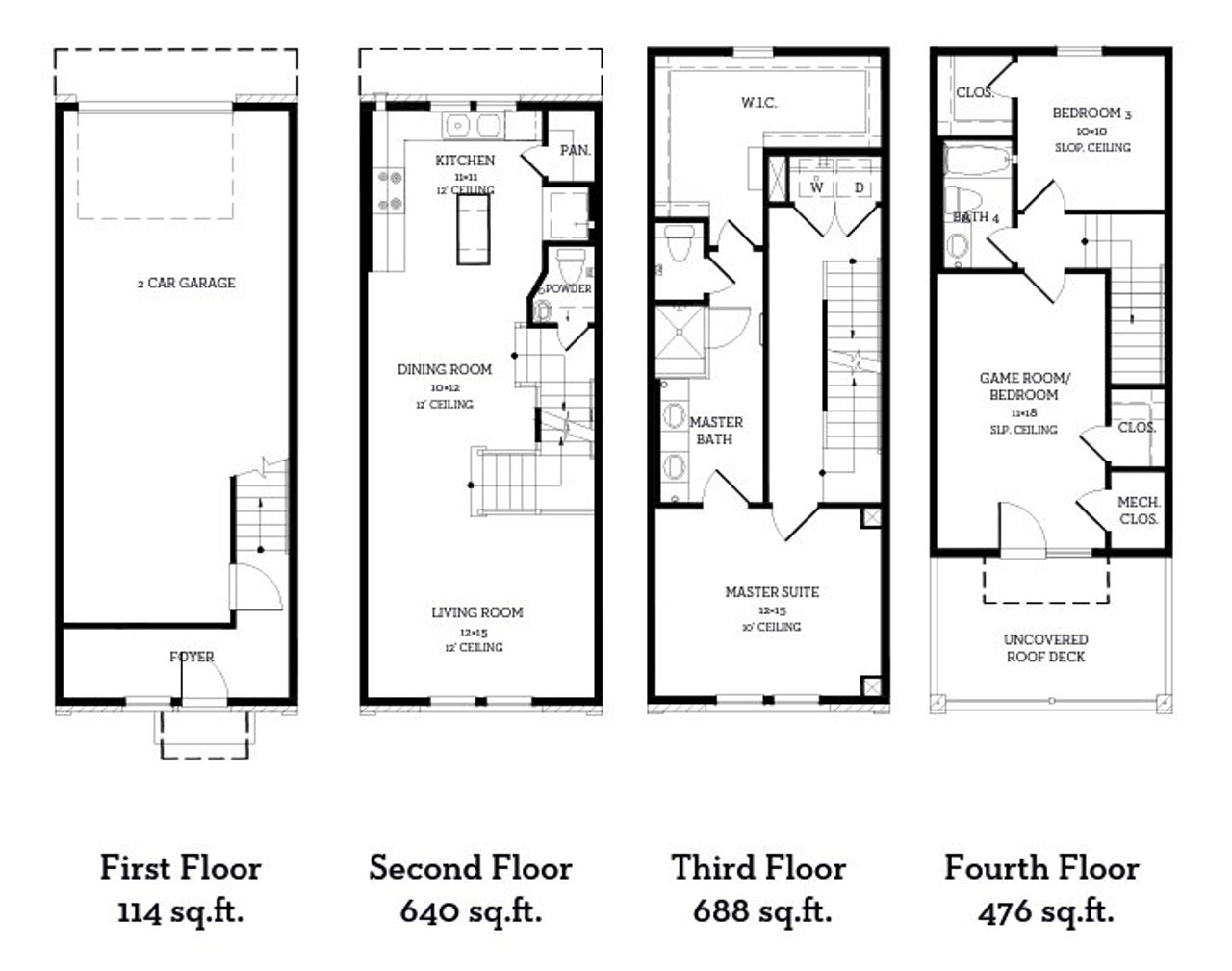 2D floor plan layout of this home in Downtown Round Rock – The Depot, Round Rock, TX (Image 2).