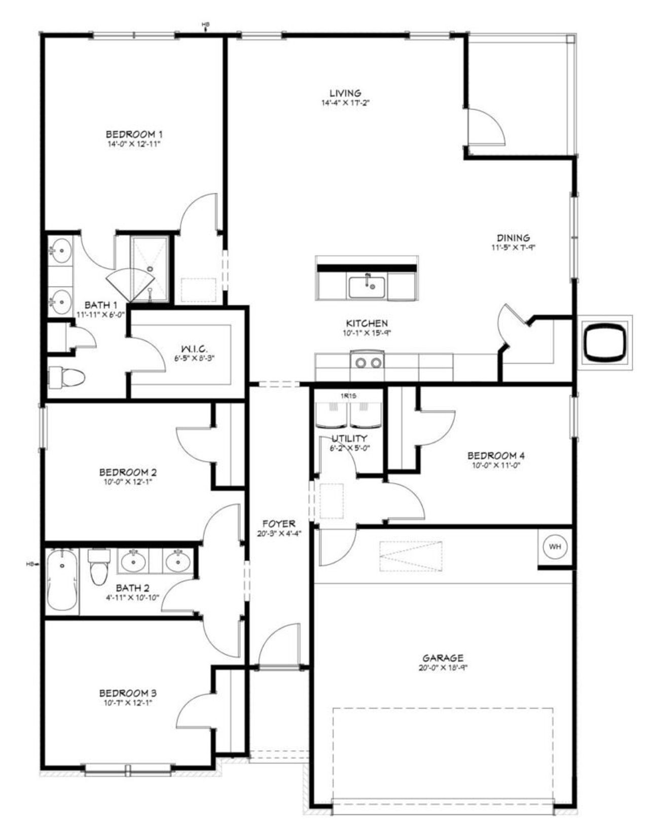 2D floor plan layout for the Medina by Flintrock Builder in Wildwood Estates – Coming Soon, Nolanville, TX (Image 2).