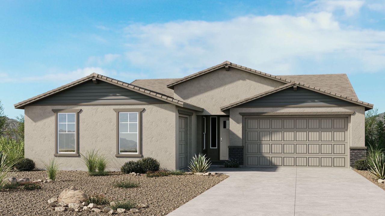Representative exterior photo of a completed home built from the Yellowstone by Taylor Morrison in Ladera Trails, Peoria, AZ (Image 2).